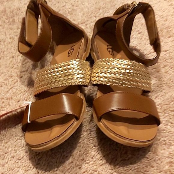 UGG Other - UGG® Marabel Metallic Ankle Strap Sandals  SIZE 4 Y